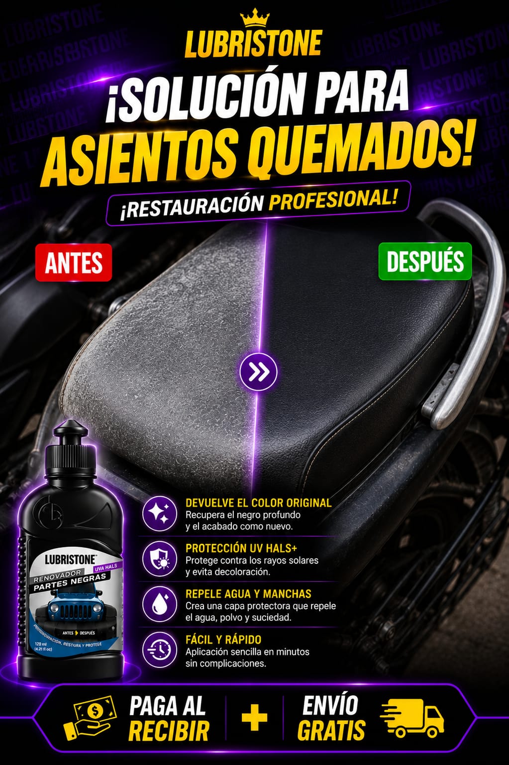 🔥 ¡Devuélvele el negro original a tus plásticos en minutos + Esponja GRATIS! 🎁