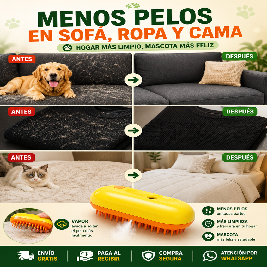 🐾 PawSteam™ 🐾 3 en 1 | Dile Adiós al Pelo Suelto