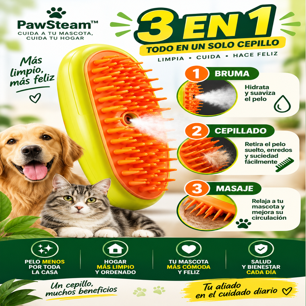 🐾 PawSteam™ 🐾 3 en 1 | Dile Adiós al Pelo Suelto